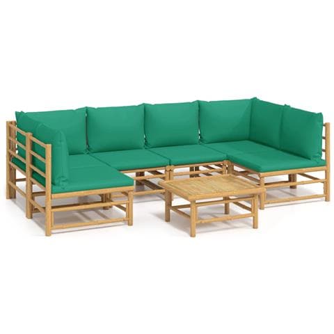 Set Salotto da Giardino 7pz con Cuscini Verdi Bambù - Foto 1
