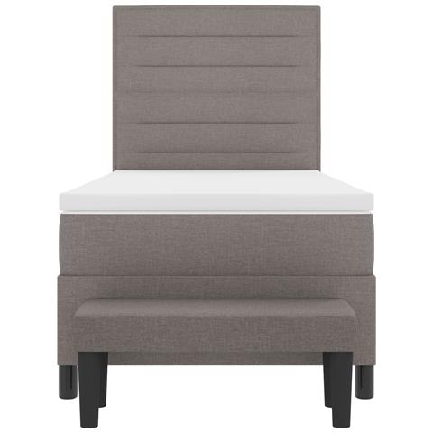 Letto Box Spring con Materasso e Panchina Taupe 100x200 cm in Tessuto - Foto 9
