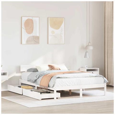 Letto senza Materasso Bianco 120x190 cm Legno Massello di Pino - Foto 2