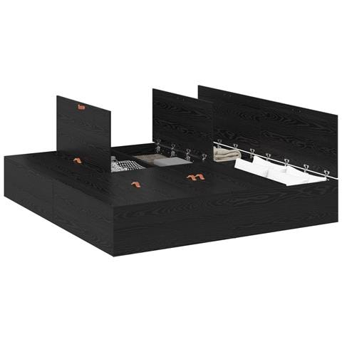 Struttura Letto con Contenitore Nero Rovere 200x200 cm - Foto 1