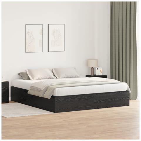 Struttura Letto con Contenitore Nero Rovere 200x200 cm - Foto 2
