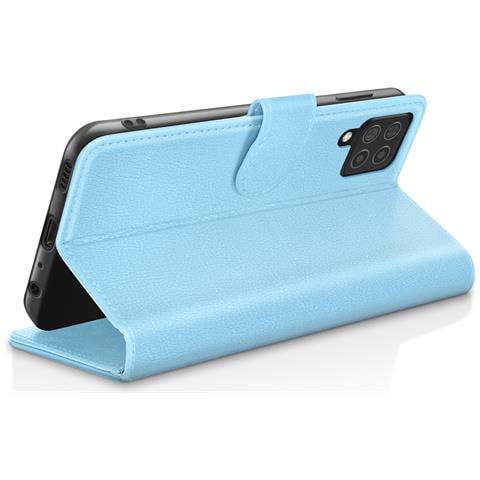 Custodia A Portafoglio Per Galaxy M22 / M32 / A22 Con Supporto E Linguetta Magnetica, Azzurro - Foto 5