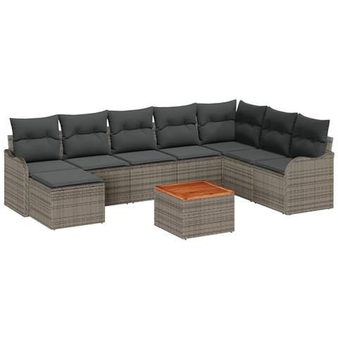 Set Divano da Giardino 9 pcs Grigio - Foto 1