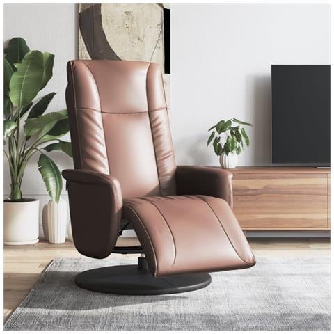 Poltrona Reclinabile con Poggiapiedi Marrone in Similpelle - Foto 2