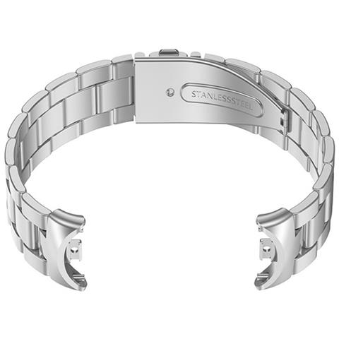 Cinturino In Metallo Compatibile Con Xiaomi Mi Band 8/9/10 - Bracciale A Tre Maglie In Acciaio Inossidabile Stile Ufficiale Silver - Foto 2