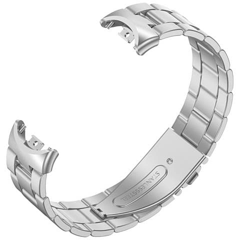 Cinturino In Metallo Compatibile Con Xiaomi Mi Band 8/9/10 - Bracciale A Tre Maglie In Acciaio Inossidabile Stile Ufficiale Silver - Foto 3