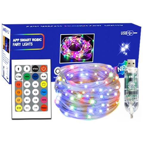 Catena Luminosa Pixel Led 5m 50 Led Con Controller Bluetooth A 24 Tasti - Alimentazione Usb, Luci Fatate Rgbic - Foto 1