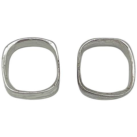 Coppia Di Anelli Quadrati, Linee In Argento Sterling, 10µ - Foto 4