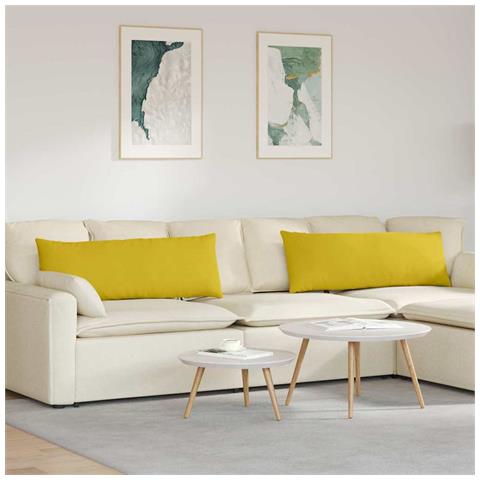 Cuscini da Divano 2 pcs Giallo 120 x 40 cm Tessuto in Cords - Foto 2