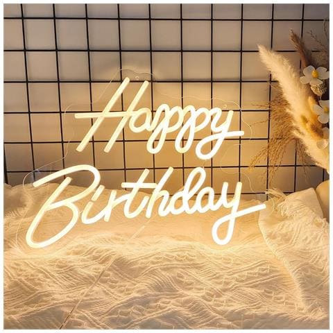Insegna Al Neon Led ""buon Compleanno"" - Luce Acrilica 42x32cm Per Decorazioni Feste - Foto 5