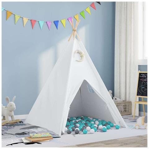 Tenda Teepee Bianco 120 x 120 x 150 cm Tessuto e Plastica - Foto 2