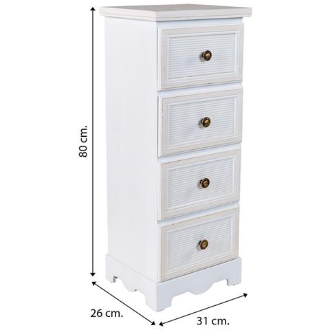 Cassettiera In Legno Bianco 31x26x80h - Foto 8