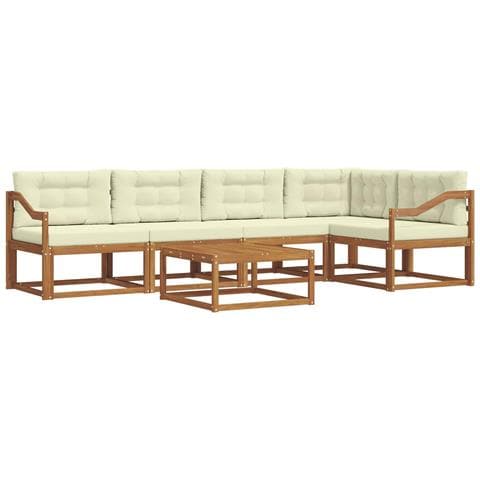 Set di divani da esterno con cuscino 6 pcs Naturale e Crema - Foto 1