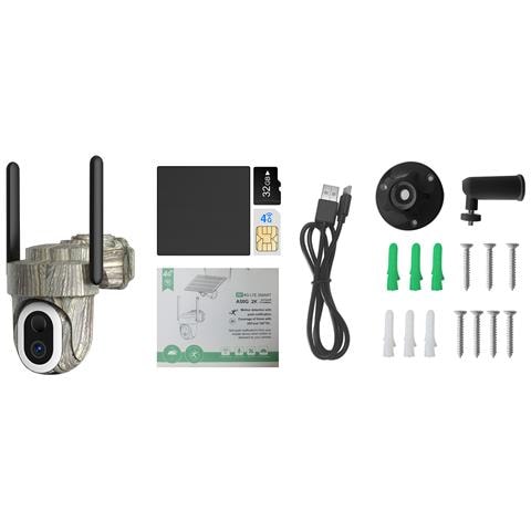 Telecamera Con Sim 4g Per Esterno, 2k Telecamere Senza Fili Con Pannello Solare,visione Notturna A Colori,rilevamento Umano Pir,ip66 Mimetica - Foto 4