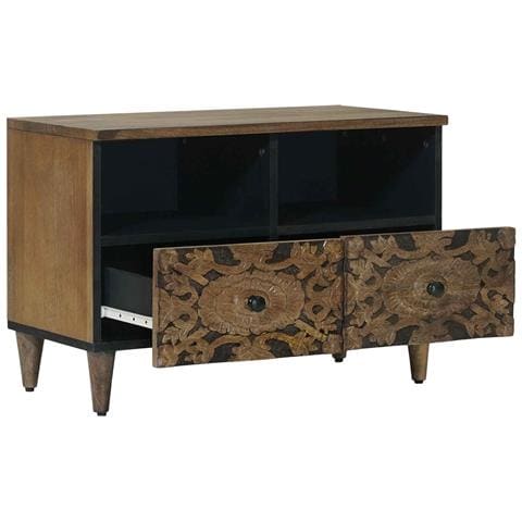 Mobile TV Marrone 70 x 33,5 x 46 cm Legno di mango massello - Foto 2