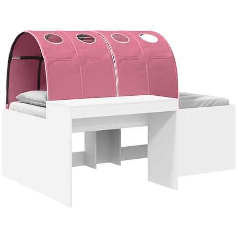 Letto alto per bambini con scrivania Bianco e Rosa - Foto 1
