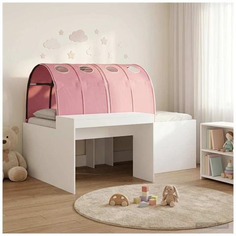 Letto alto per bambini con scrivania Bianco e Rosa - Foto 2