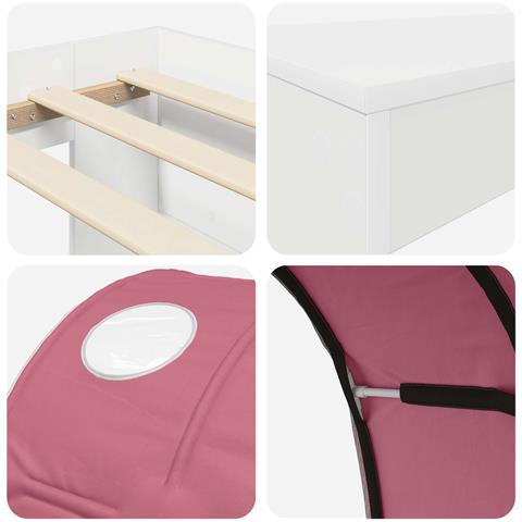 Letto alto per bambini con scrivania Bianco e Rosa - Foto 9