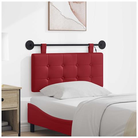 Testiera sospesa Con luce LED Rosso Vino Similpelle - Foto 2