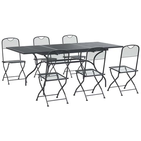 Set da Pranzo per Giardino 7 pcs Antracite 212 x 90 x 76 cm - Foto 1