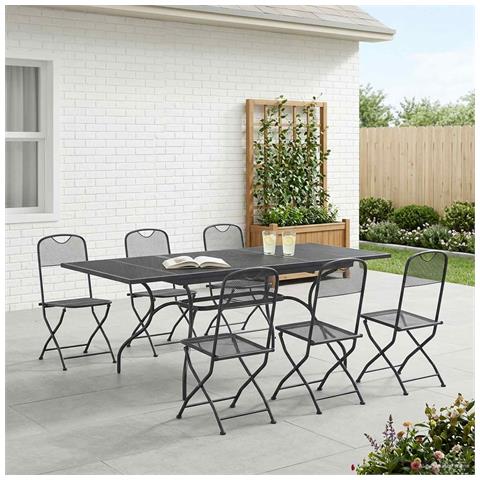 Set da Pranzo per Giardino 7 pcs Antracite 212 x 90 x 76 cm - Foto 2