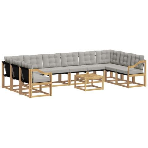 Set di divani da esterno 11 pcs Bianco e Grigio Chiaro - Foto 1