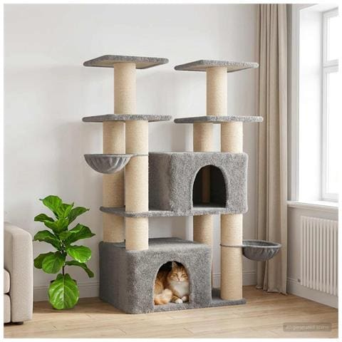 Albero per gatti con pali per graffiare in sisal 2 pz 147 cm - Foto 2