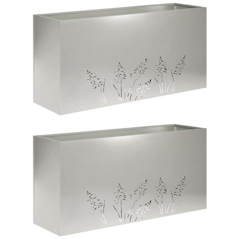 Vaso da giardino 2 pz Argento 100 x 30 x 49 cm Acciaio Inox - Foto 1