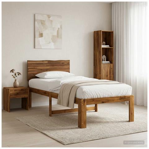 Letto Singolo con Testiera ROSTOCK Naturale 90 x 190 cm - Foto 2