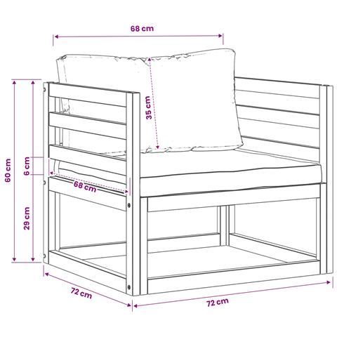 Poltrona componibile con cuscini 100 % poliestere Solid-Acacia - Foto 7
