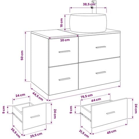 Set di mobili per il bagno 2 pz Rovere Artigianale - Foto 2