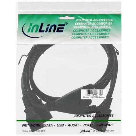cavo prolunga alimentazione elettrica 2x presa vde c13 a spina vde c14, nera, 1,8m - Foto 2