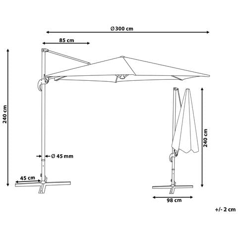 Ombrellone Da Giardino Grigio Antracite Ø 300 Cm Savona - Foto 27