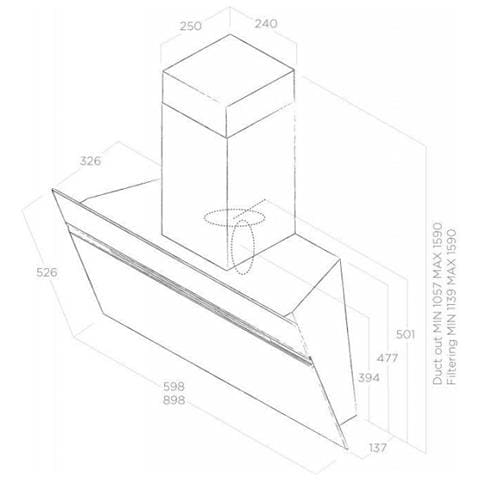 Prf0101145 Cappa Aspirante 625 M³ / h A Parete Bianco C - Foto 5