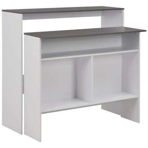 Tavolo Bar con 2 Piani d'Appoggio Bianco e Grigio 130x40x120cm - Foto 1