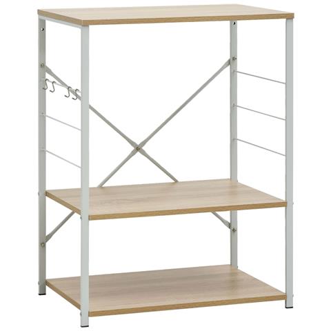 Mobile Microonde Bianco Rovere 60x39,6x79,5cm Legno Multistrato - Foto 1