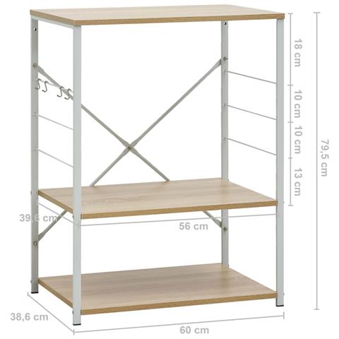 Mobile Microonde Bianco Rovere 60x39,6x79,5cm Legno Multistrato - Foto 7