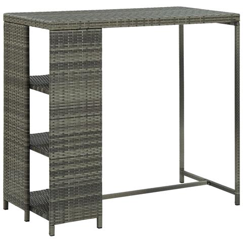 Tavolo Da Bar Con Ripiani Grigio 120x60x110 Cm In Polyrattan - Foto 1