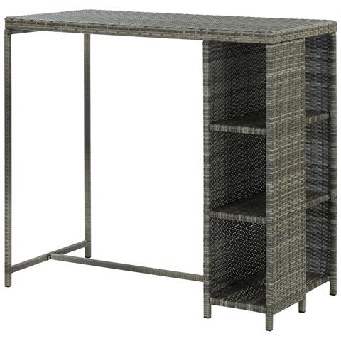 Tavolo Da Bar Con Ripiani Grigio 120x60x110 Cm In Polyrattan - Foto 8