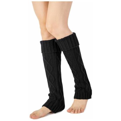 Calze Invernali Calde Lavorate A Maglia Scaldamuscoli 1 Paio Nero - Foto 2