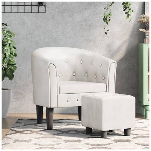 Poltrona A Pozzetto Con Poggiapiedi Bianca In Similpelle - Foto 6