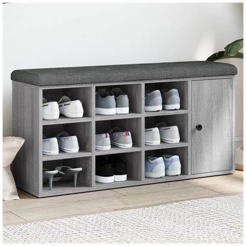 Panca Porta Scarpe Grigio Sonoma 102x32x50 Cm Legno Multistrato - Foto 1