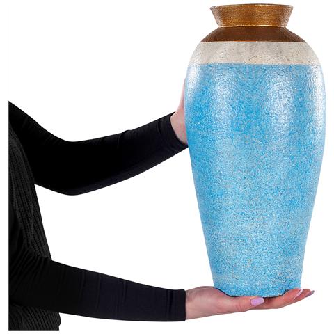 Vaso Decorativo Plateje Realizzato A Mano Ceramica Blu - Foto 6