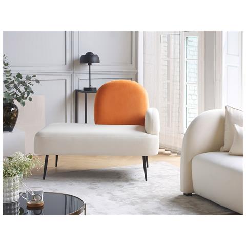 Chaise Longue Versione Destra Arcey Velluto Arancione - Foto 1