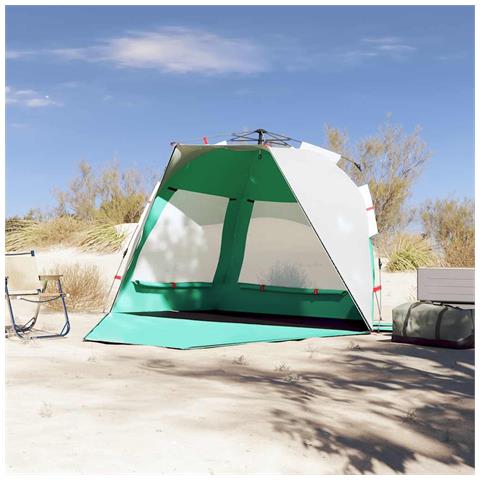 Tenda da Spiaggia 3 Persone Verde Rilascio Rapido Impermeabile - Foto 10