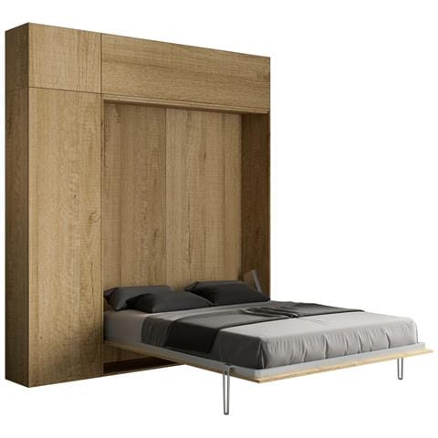 Letto Matrimoniale Kentaro Quercia Natura Con Colonna - Pensile Vasistas - Pensile Sopra Colonna - Foto 1