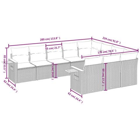 Set Divano Da Giardino 10 Pz Con Cuscini Grigio In Polyrattan - Foto 3