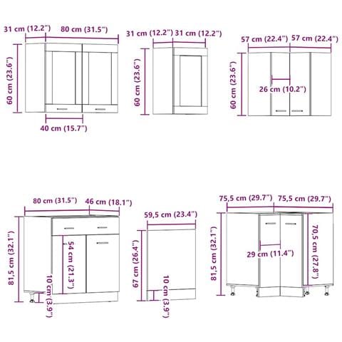 Set di Mobili da Cucina 11 pz Legno Antico in Truciolato - Foto 2
