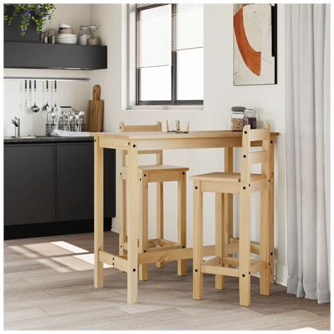 Set Da Bar 3 Pz In Legno Massello Di Pino - Foto 3