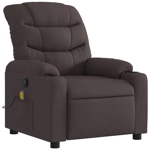 Poltrona Massaggiante Reclinabile Marrone Scuro In Tessuto - Foto 3